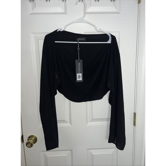 White Fox Boutique Tops - NWT White Fox Boutique Dessert Drifts Long Sleeve Top Black Medium Crop